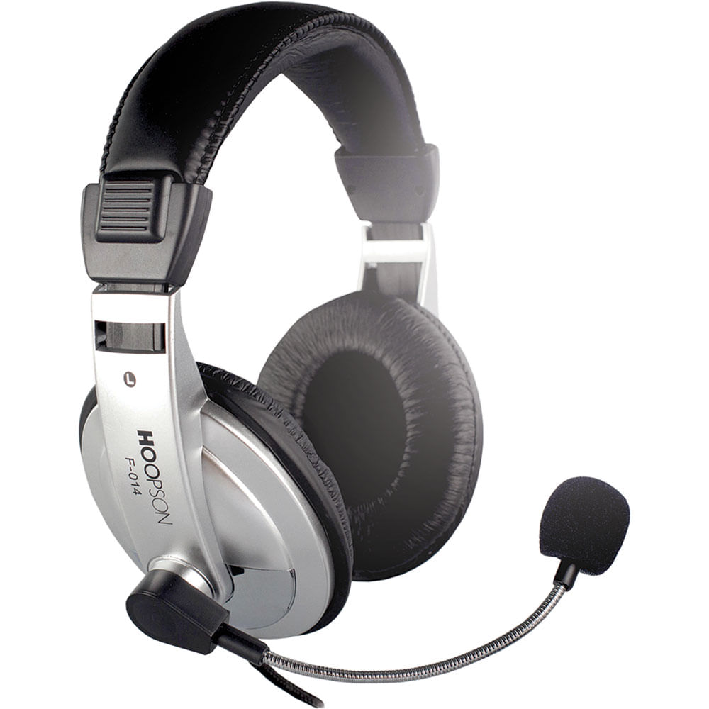 Headset Hoopson Profissional F-014 com Microfone Prata