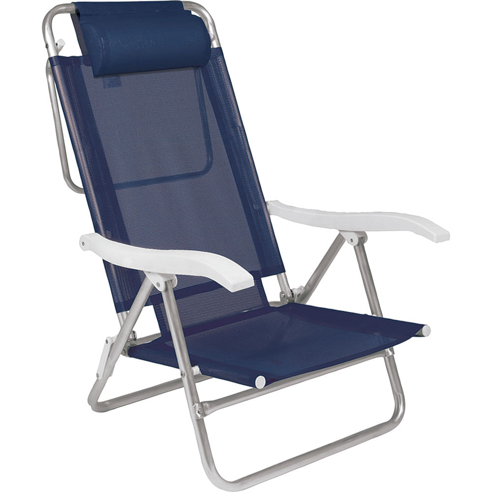 Cadeira de Praia Reclinável de Alumínio MOR Azul Marinho
