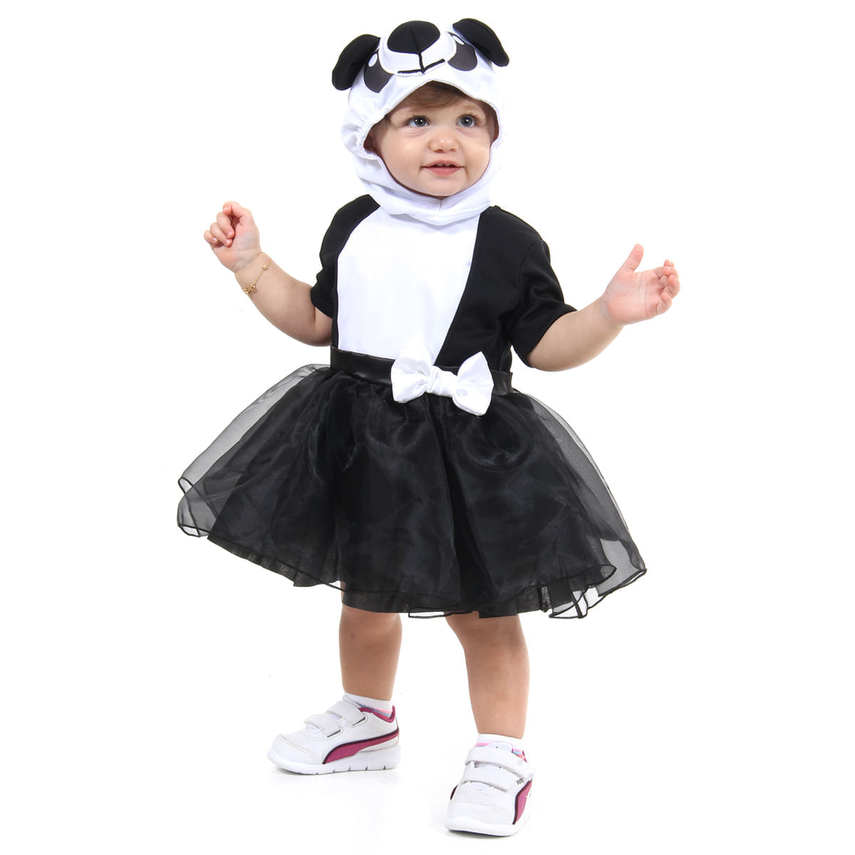 Fantasia Panda Vestido com Capuz Baby P / UNICA