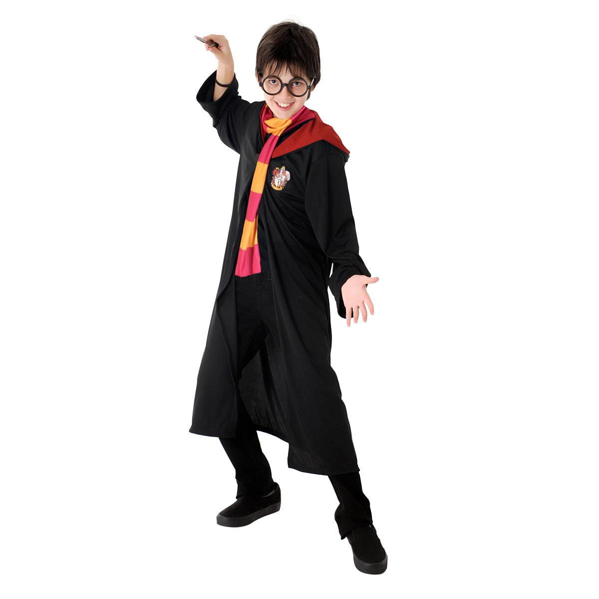 Fantasia Harry Potter Infantil Grifinória Original com Cachecol e Óculos - Harry Potter P / UNICA