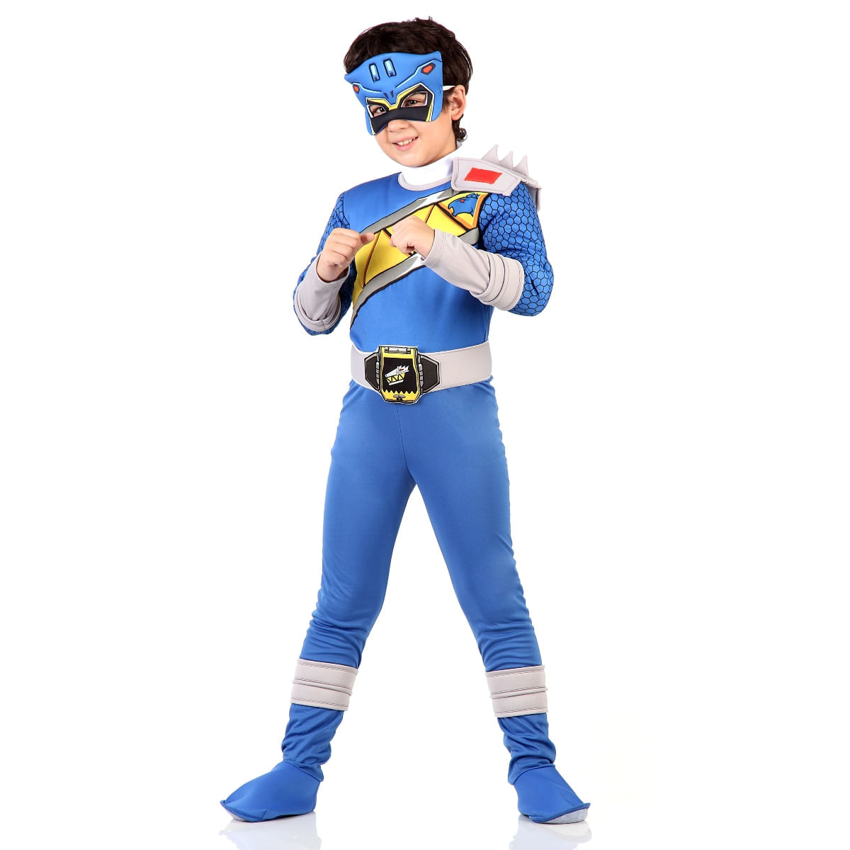 Fantasia Power Ranger Dino Charge Azul Infantil Luxo P / UNICA