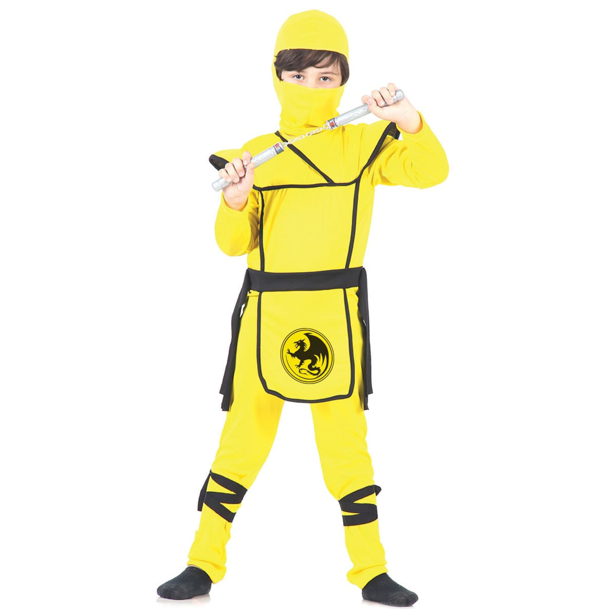 Fantasia Ninja Amarelo Infantil P / UNICA