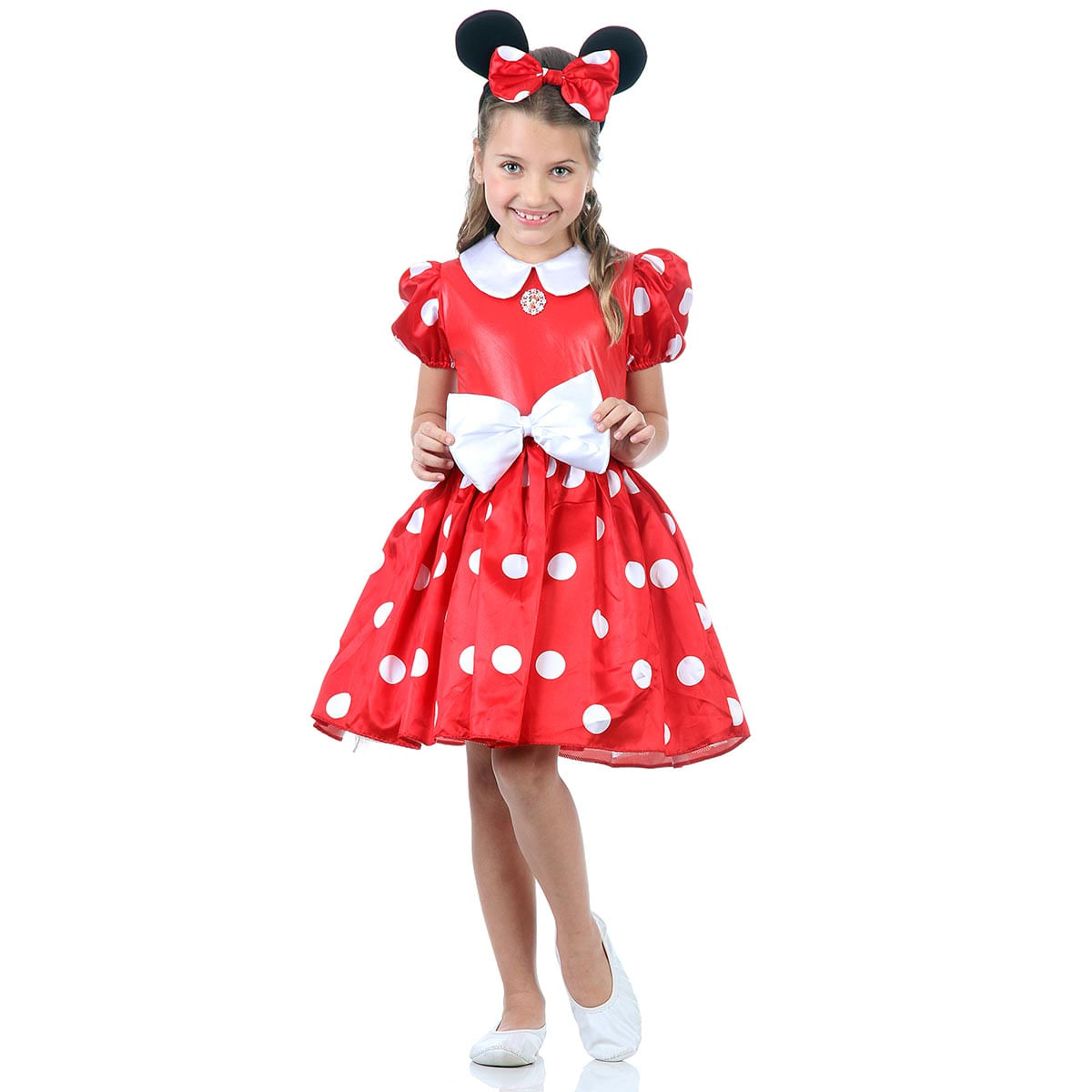Fantasia Minnie Disney Infantil Vermelha P / UNICA
