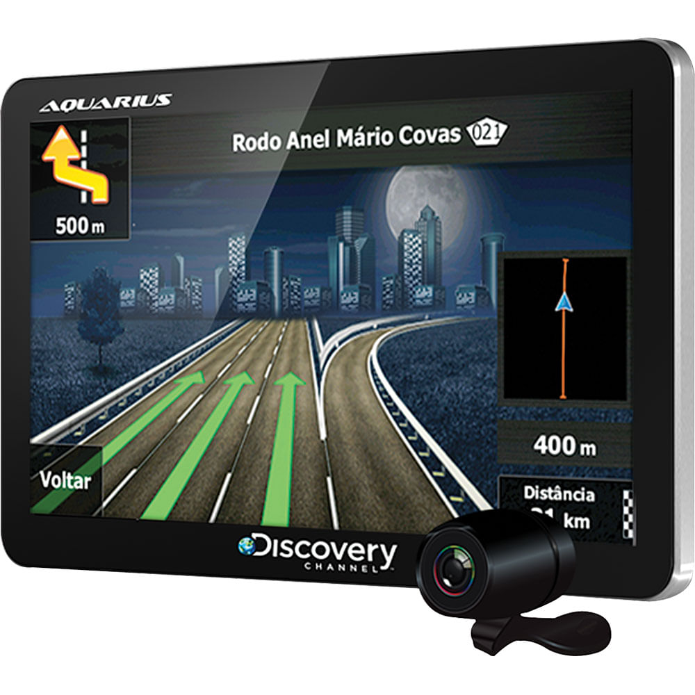 GPS Automotivo 4.3" Aquarius Discovery Channel Slim MTC3842 com TV e Câmera de Ré