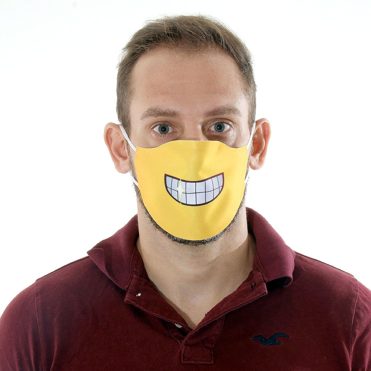 Máscara de Tecido Lavável Dupla Camada Adulto - Emoji Sorridente U / UNICA