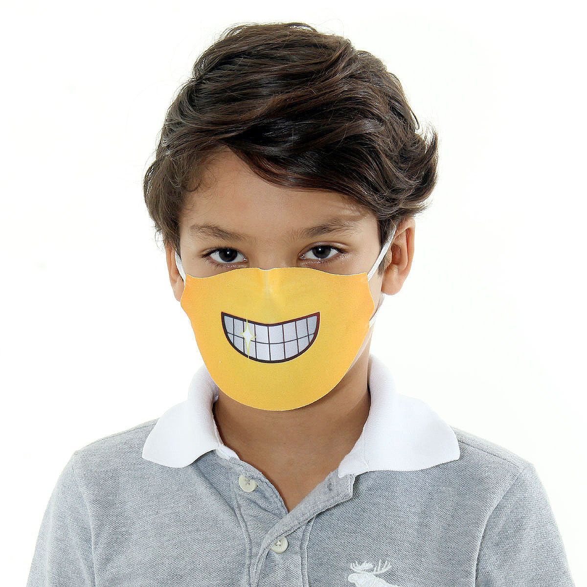 Máscara de Tecido Lavável Dupla Camada Infantil - Emoji Sorrindo U / UNICA