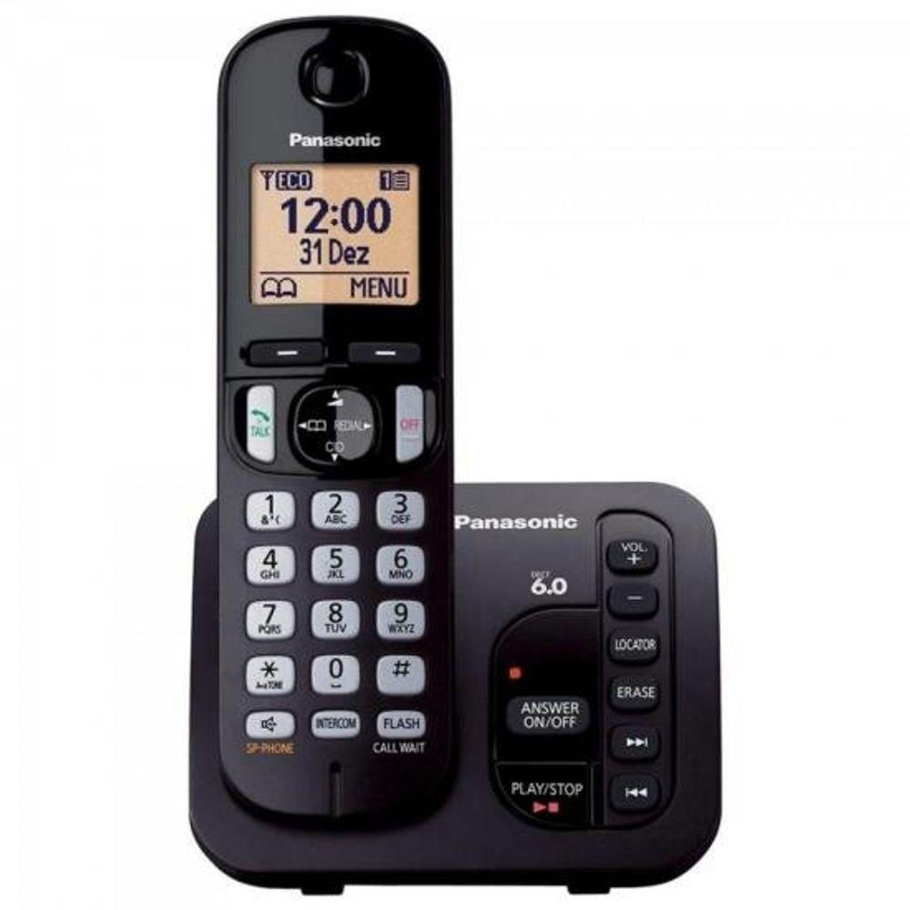 Telefone Sem Fio Com Id/secretária/viva Voz Preto Panasonic