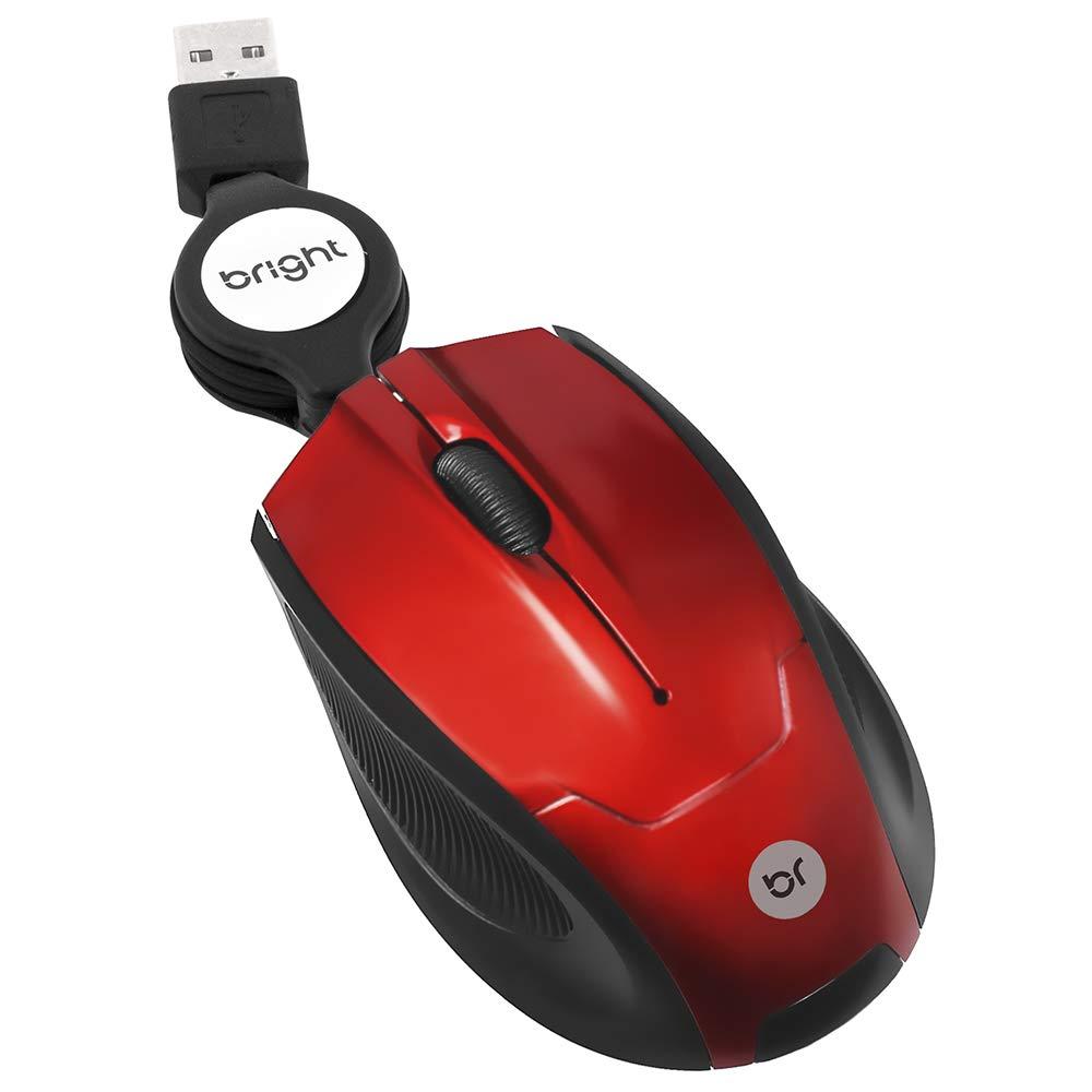 Mini Mouse Óptico Retrátil com Scroll USB Bright 0101