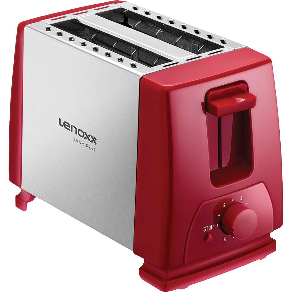 Torradeira Elétrica Lenoxx Inox Red PTR203 com 6 Níveis de Temperatura Vermelho 127V