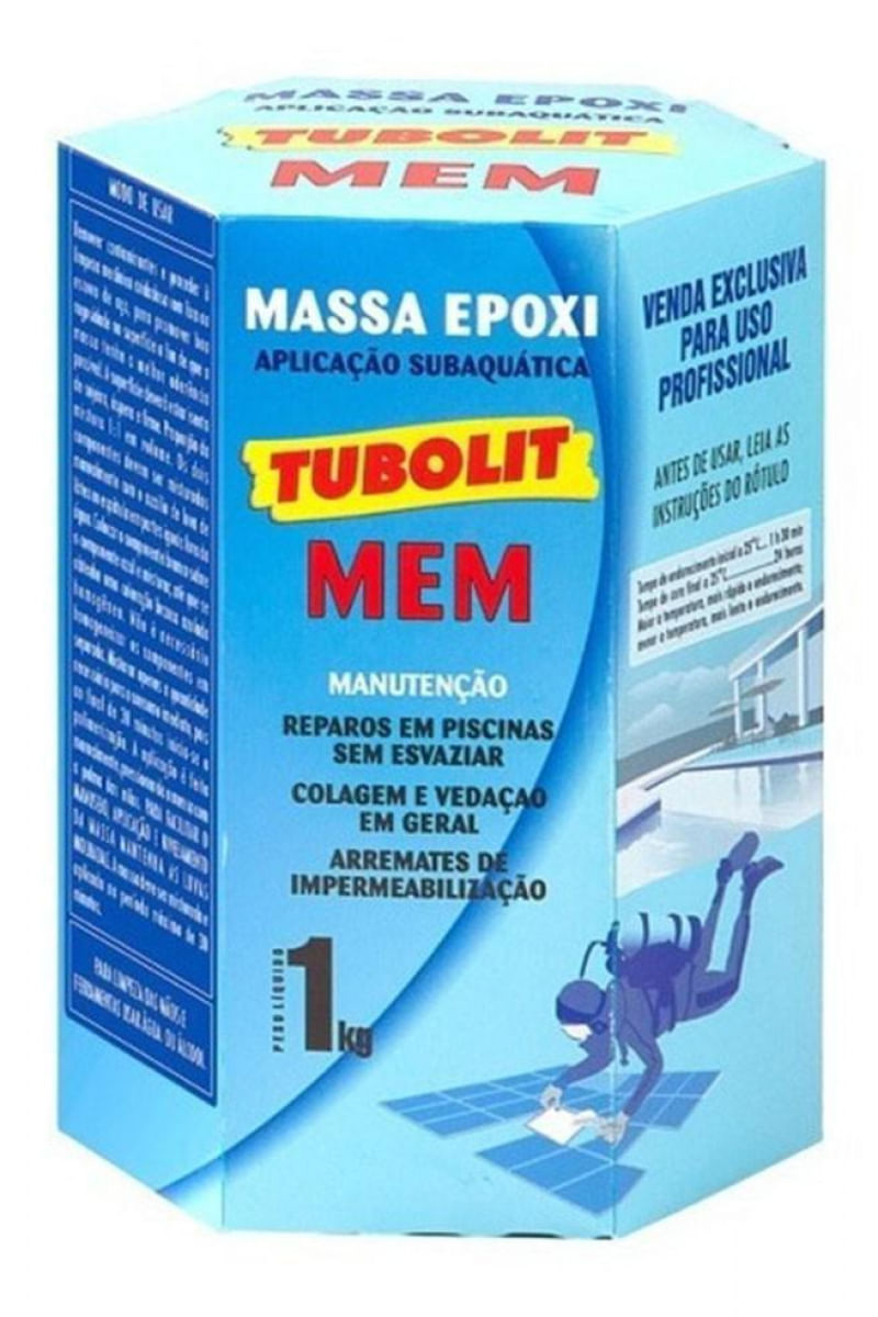 Massa Epoxi Tubolit Mem 1Kg Reparo Azulejo Piscina