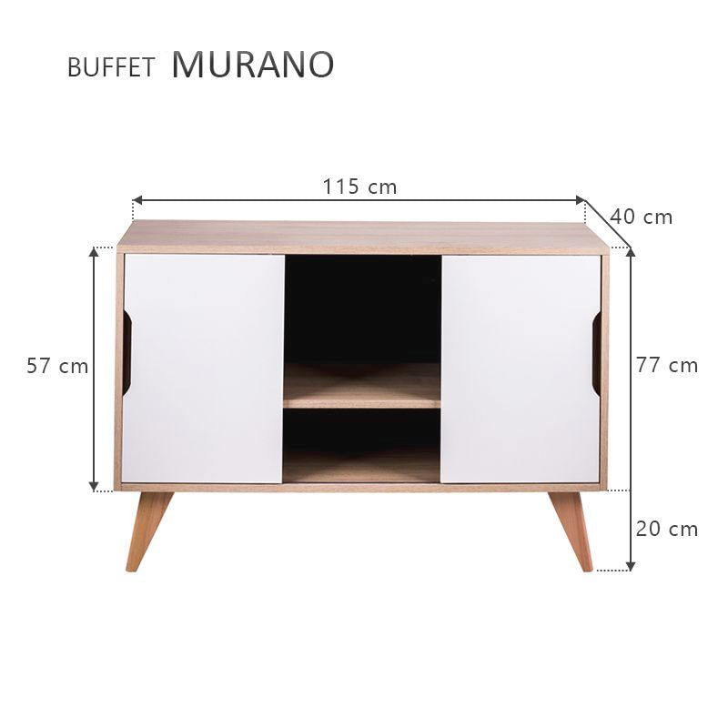 Buffet Aparador com 2 Portas Murano Carvalho e Branco