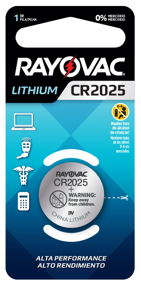 Bateria Eletrônica Lithium 3V CR2025 Rayovac