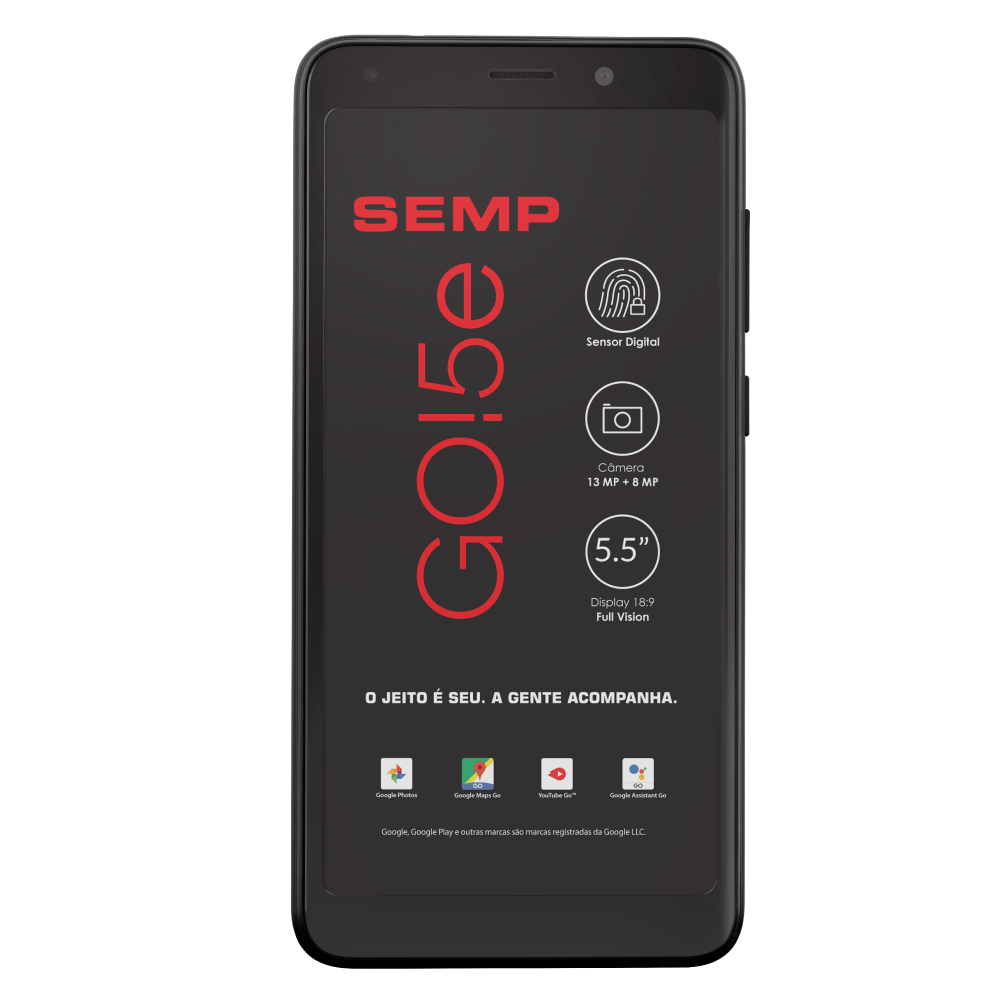 Smartphone Semp Go! 5E 16GB Dual Chip Tela 5.5" 4G WiFi Câmera 16MP Preto