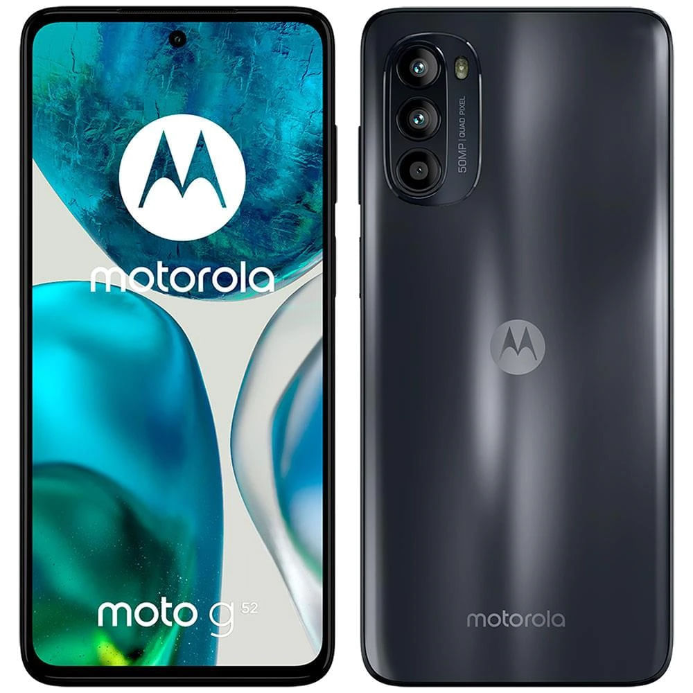 Smartphone Motorola Moto G52 128GB 4GB RAM 6.6 Câm.Tripla 50MP 8MP 2MP Selfie 16MP - Preto
