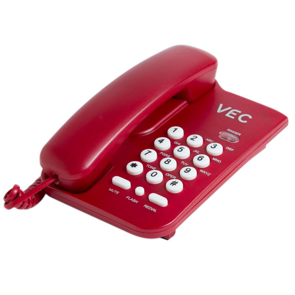 Telefone com Bloqueador Vec KXT3026 Vermelho