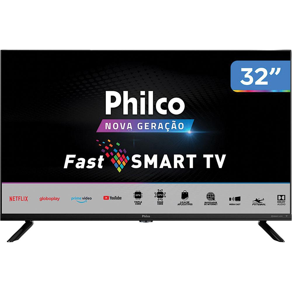 Smart TV LED 32" Philco PTV32G70SBL Conversor Digital HD com 2 Entradas HDMI e Entrada USB Preta