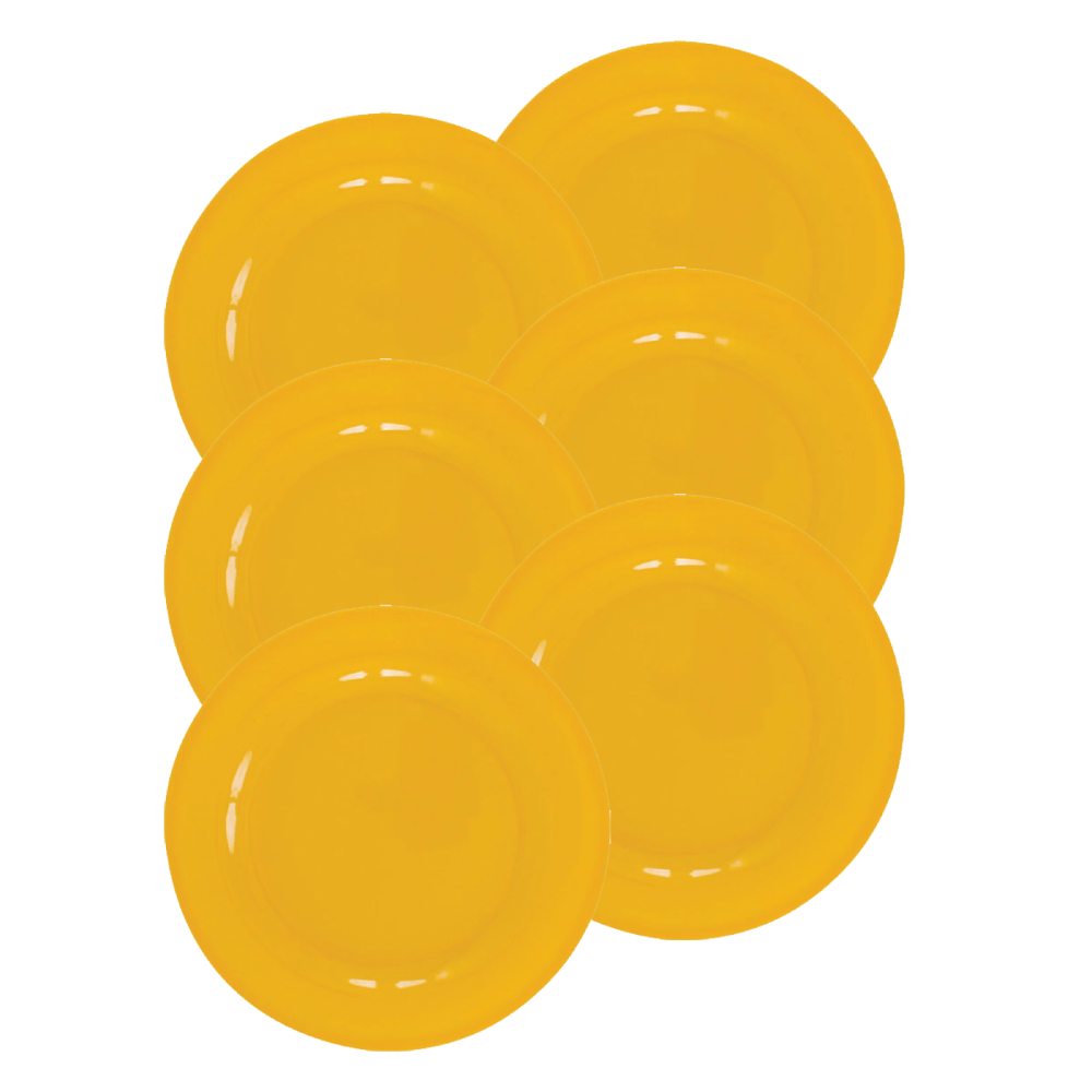 Kit 6 Pratos de Melamina Raso 25cm Liso Amarelo