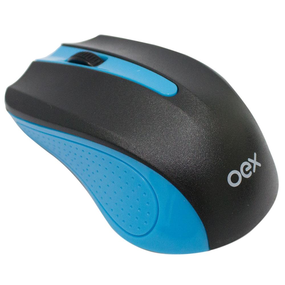 Mouse sem Fio 1200dpi OEX MS404 Preto com Azul