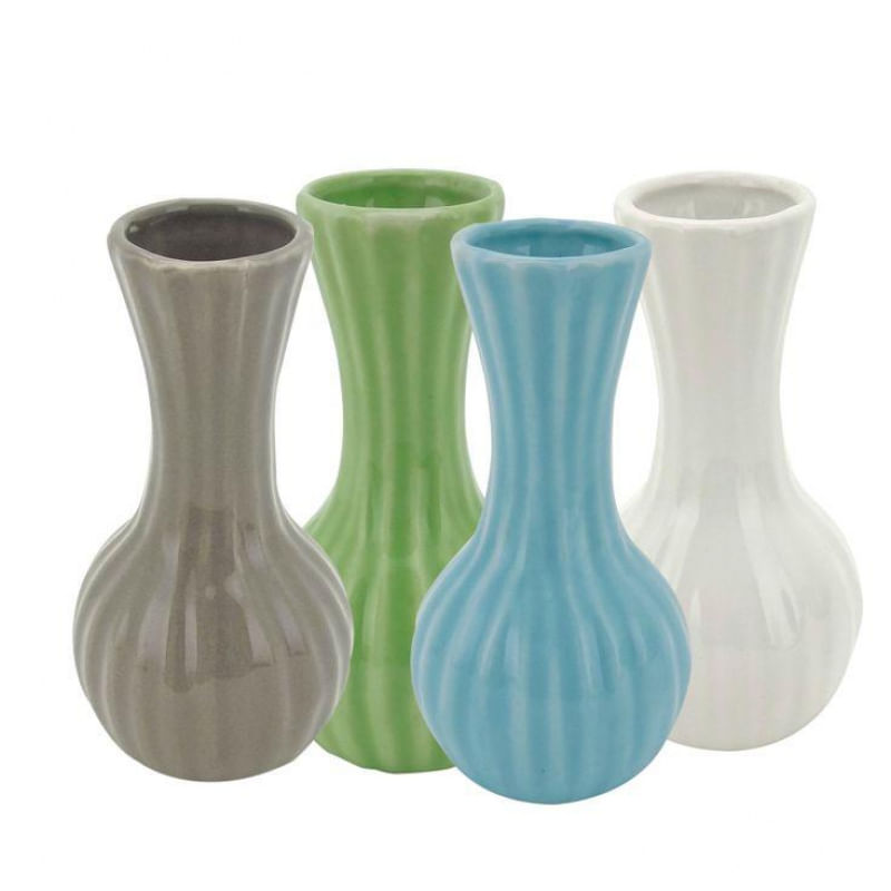 Jogo com 4 Mini Vasos em Cerâmica Ikat Cores Sortidas 126 ml - Mimo Style - CV20183