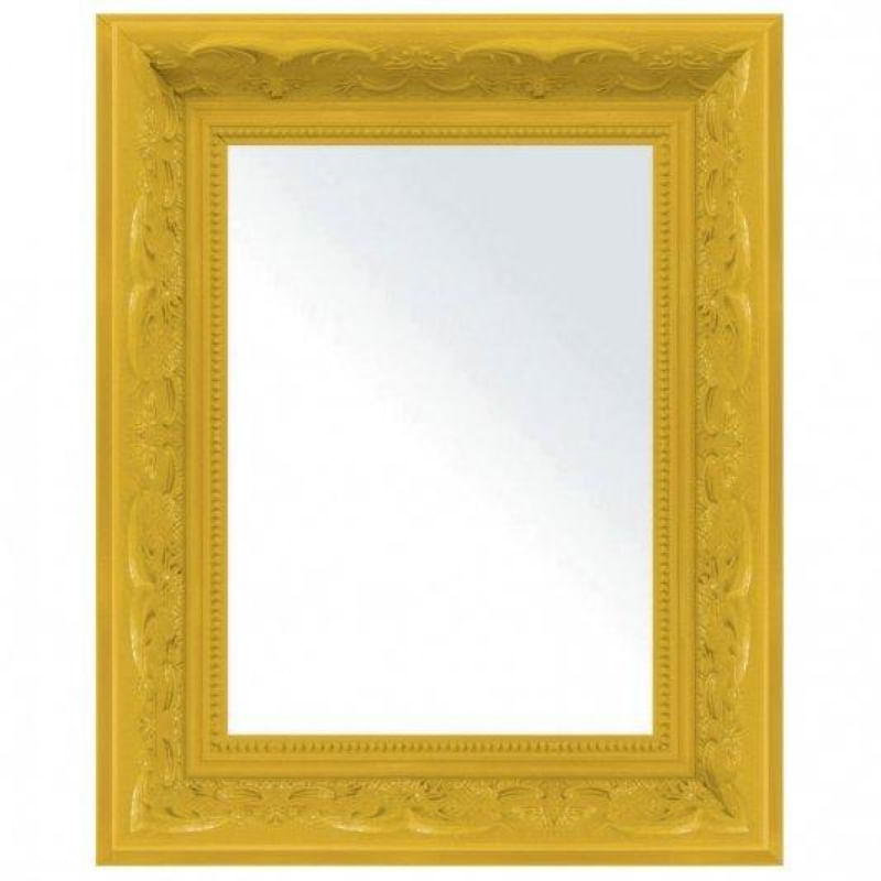 Espelho Amarelo Pequeno Moldura Decorada Flash  20 x 25 cm