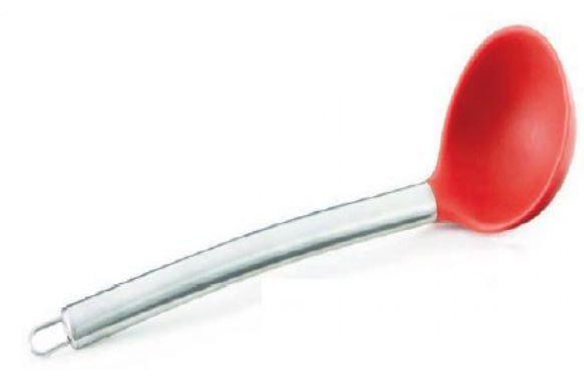 Concha de Silicone Vermelho com Cabo em Inox 30.5 cm - Mimo Style - ASA1302