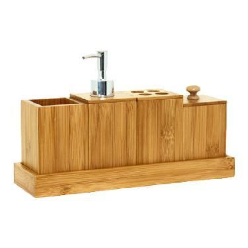 Kit Para Banheiro com 5 Peças em Bambú Mimo - BM1505