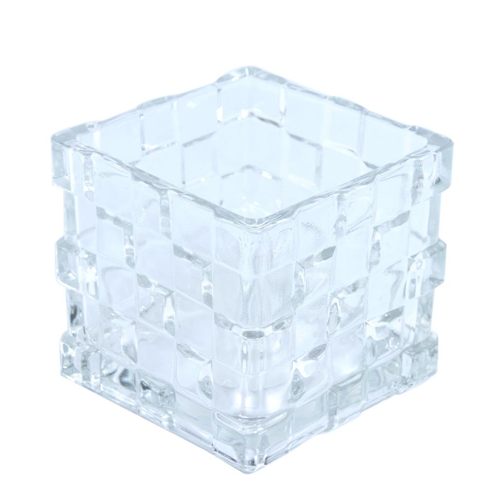 Vaso Decorativo de Vidro Quadrado Decor Grillo 47088 Transparente