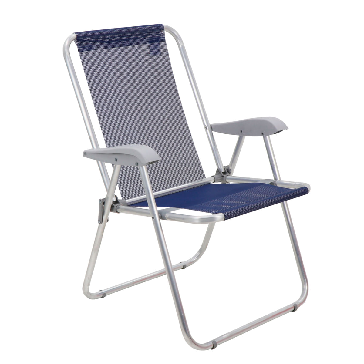 Cadeira de Praia Tramontina Creta Master em Alumínio com Assento Azul Escuro