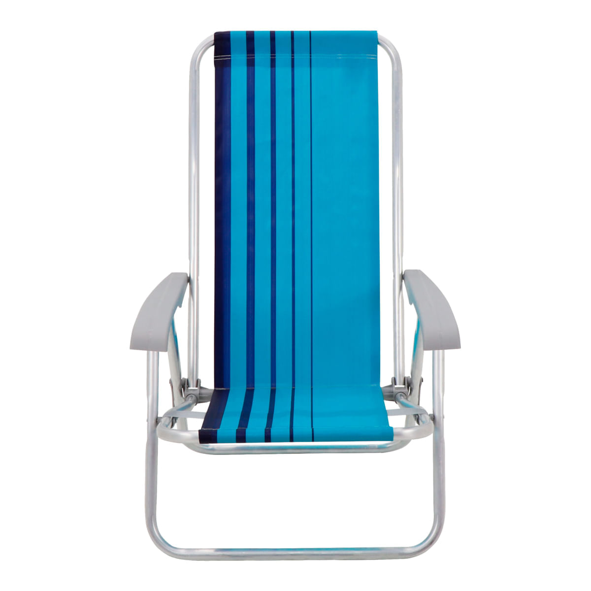 Cadeira de Praia Reclinável Tramontina Bali Baixa em Alumínio com Assento Azul