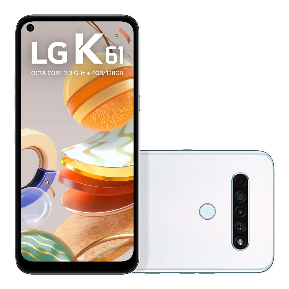 Smartphone LG K61 LMQ630BAW 128GB Dual Chip Tela 6.5" 4G WiFi Câmera Quad 48MP+8MP+5MP+2MP Branco