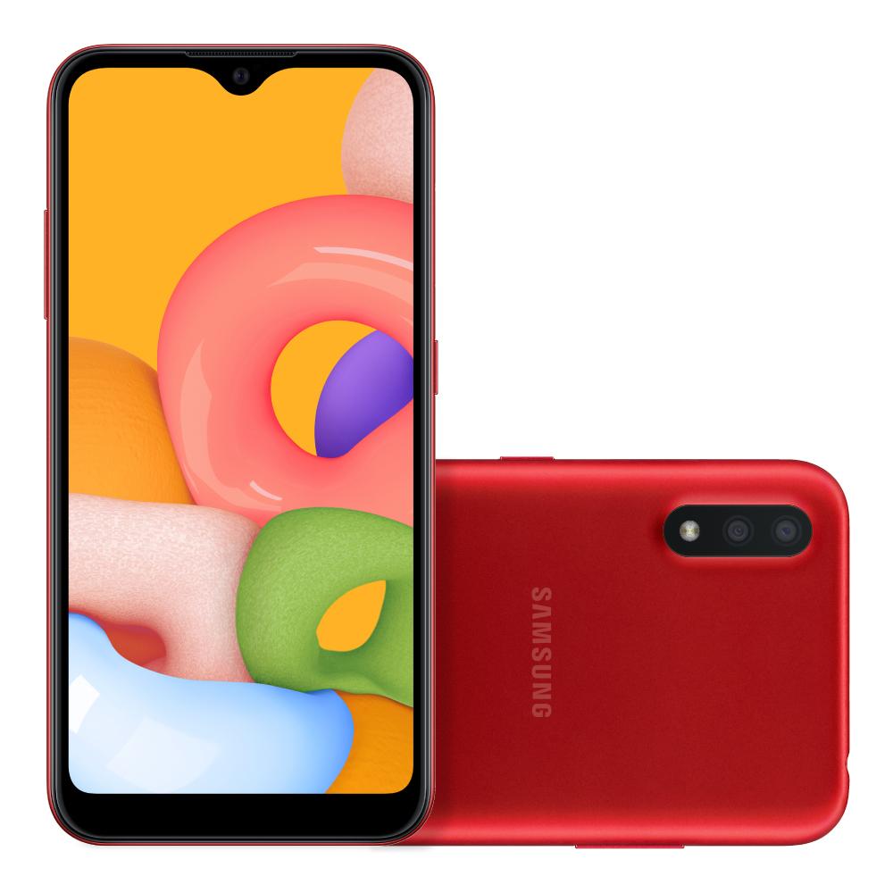 Smartphone Samsung Galaxy A01 A015M 32GB Dual Chip Tela 5.7" 4G WiFi Câmera Dual 13MP+2MP Vermelho