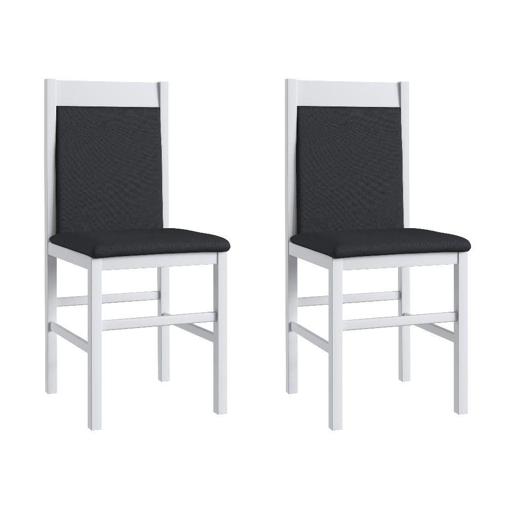 Conjunto 2 Cadeiras De Madeira Branco Com Preto