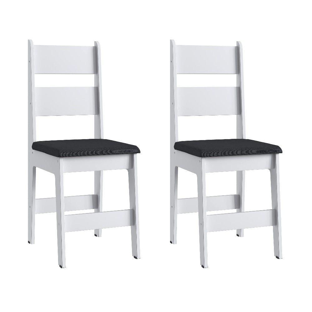 Conjunto 2 Cadeiras Mdf Milano Branco Com Preto