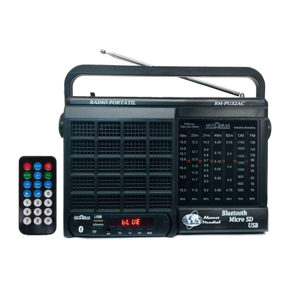 Radio Portatil 7 Faixas AM/FM/OC 1000W Bluetooth RMPU32AC Motobras