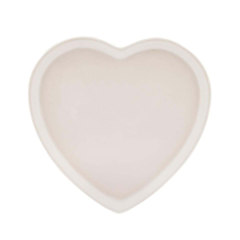 Porta Anéis Cerâmica Heart Branco 9Cm X 8,5Cm X 1,5Cm