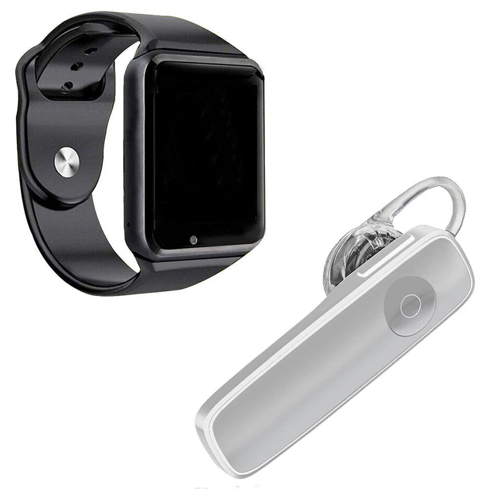 Kit 1 Relógio Smartwatch A1 Preto + 1 Fone Bluetooth Branco