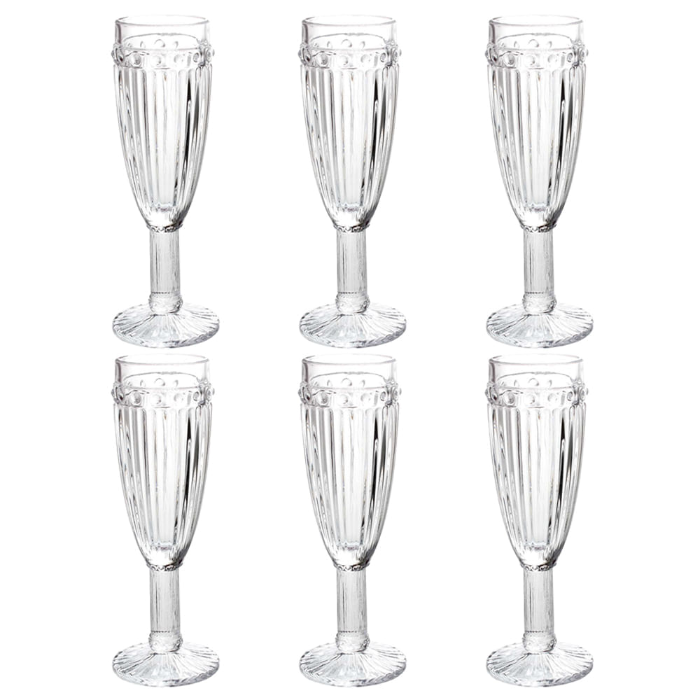 Jogo de taças para champanhe em vidro Lyor Empire 6 peças 170ml incolor