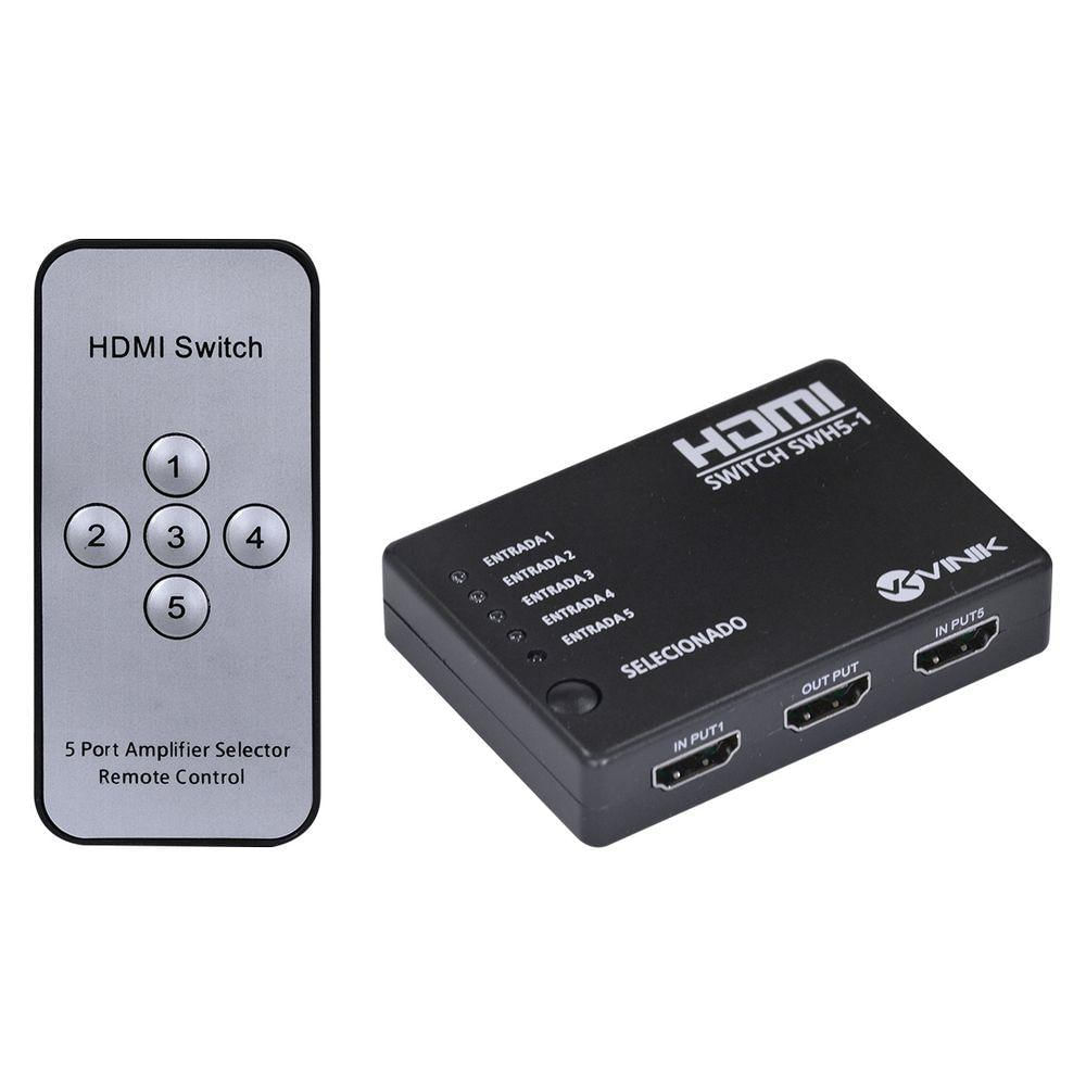 Switch Hdmi 5 Entradas 1 Saída 1.3V Com Suporte 3D E 1080P