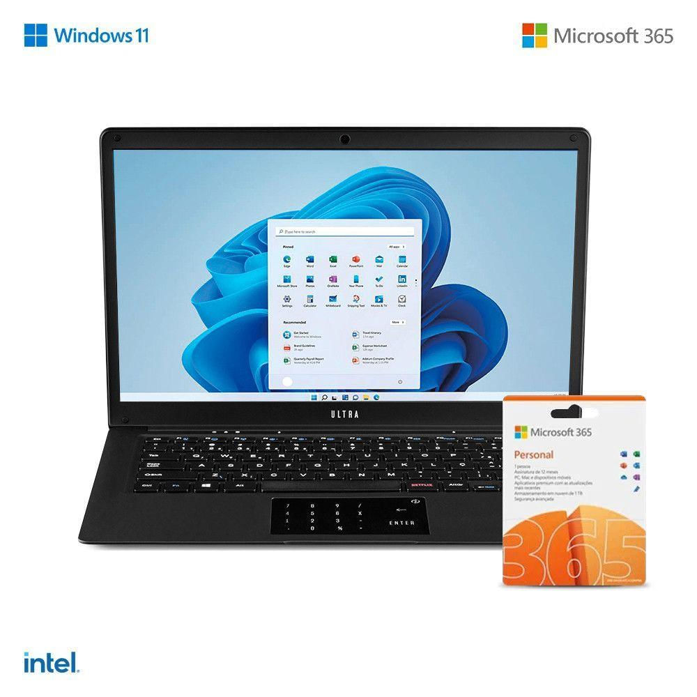 Notebook Ultra Com Windows 11 Home Intel 4gb 120gb Ssd 14,1
