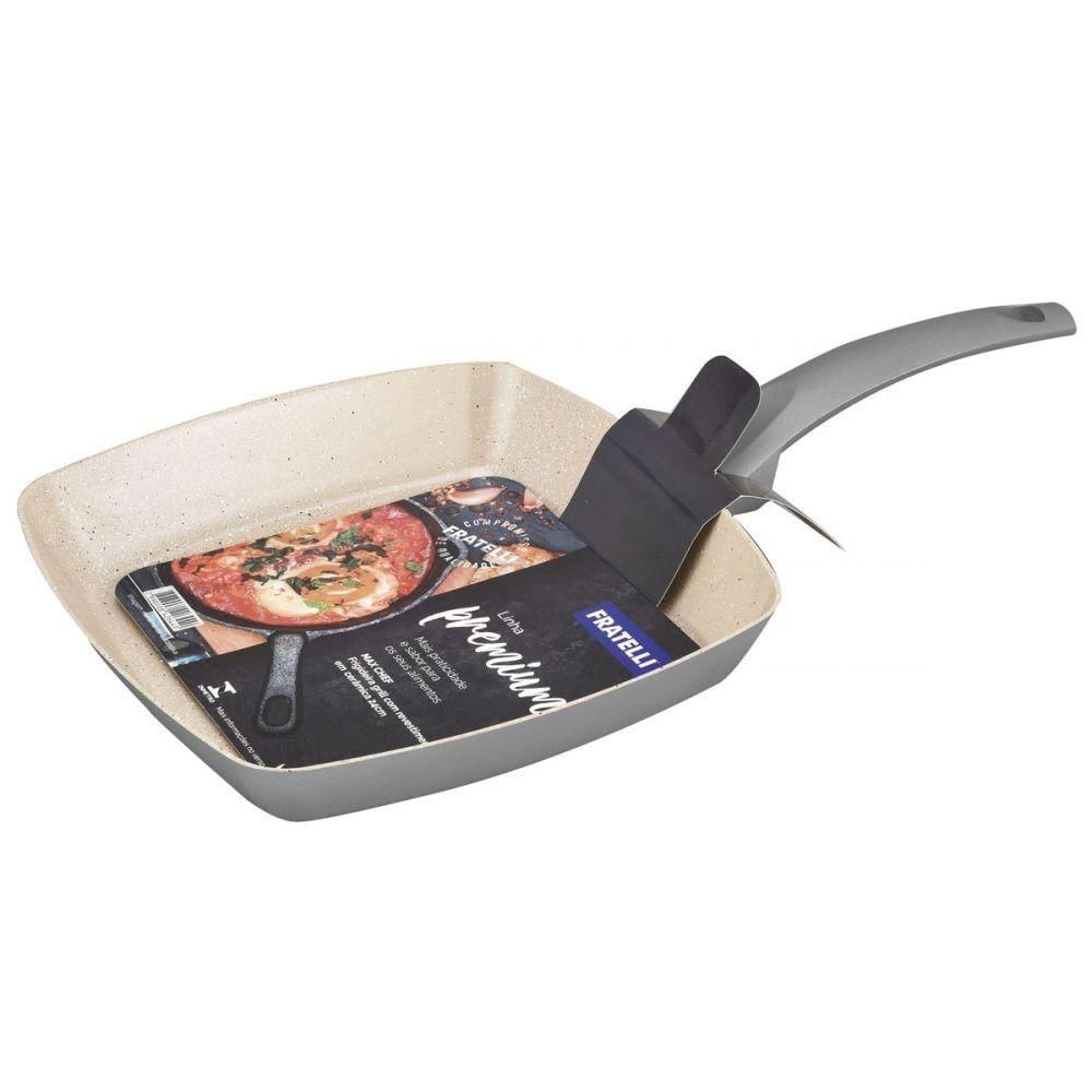 Frigideira Grill Quadrada Max Chef Fratelli Com Revestimento Cerâmico 24 Cm