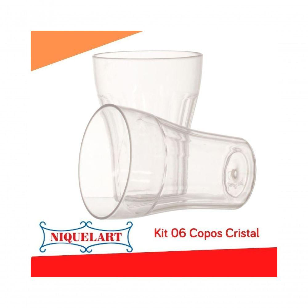 Kit 6 Copos Festa 500Ml Acrílico Crystal N432 Niquelart