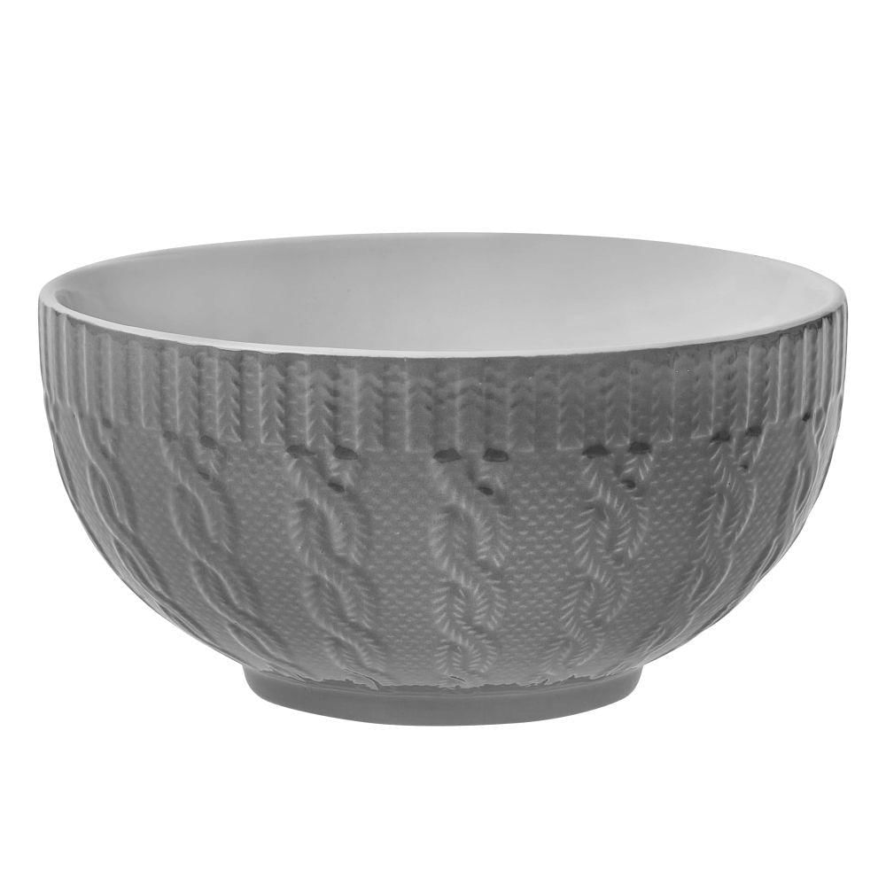 Bowl De Porcelana Textura Winter 540ml Cinza