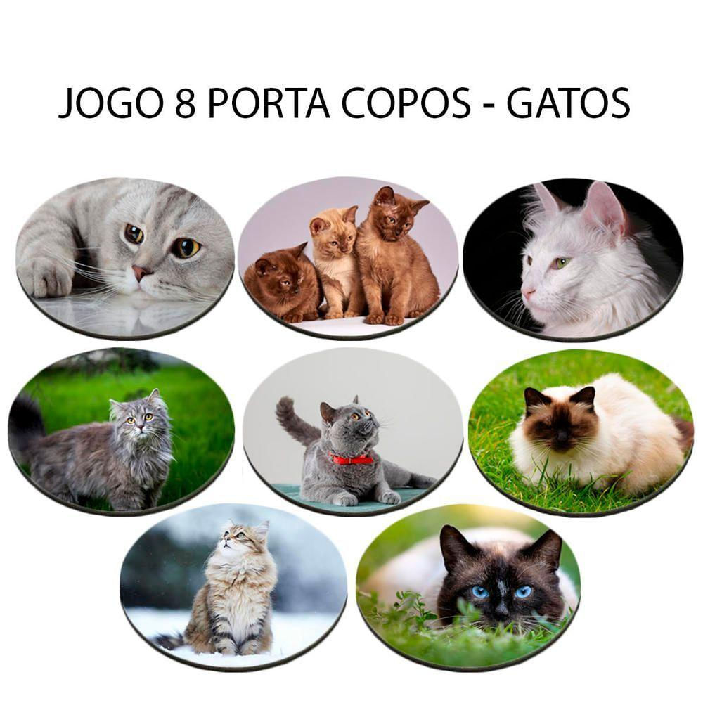 Jogo 8 Apoio De Chopp Linha Cat Amantes De Gatos Redondo