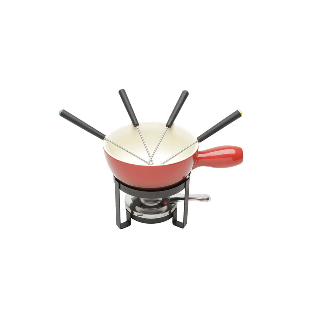 Jogo fondue para queijo em ferro Lyor 8 peças vermelho
