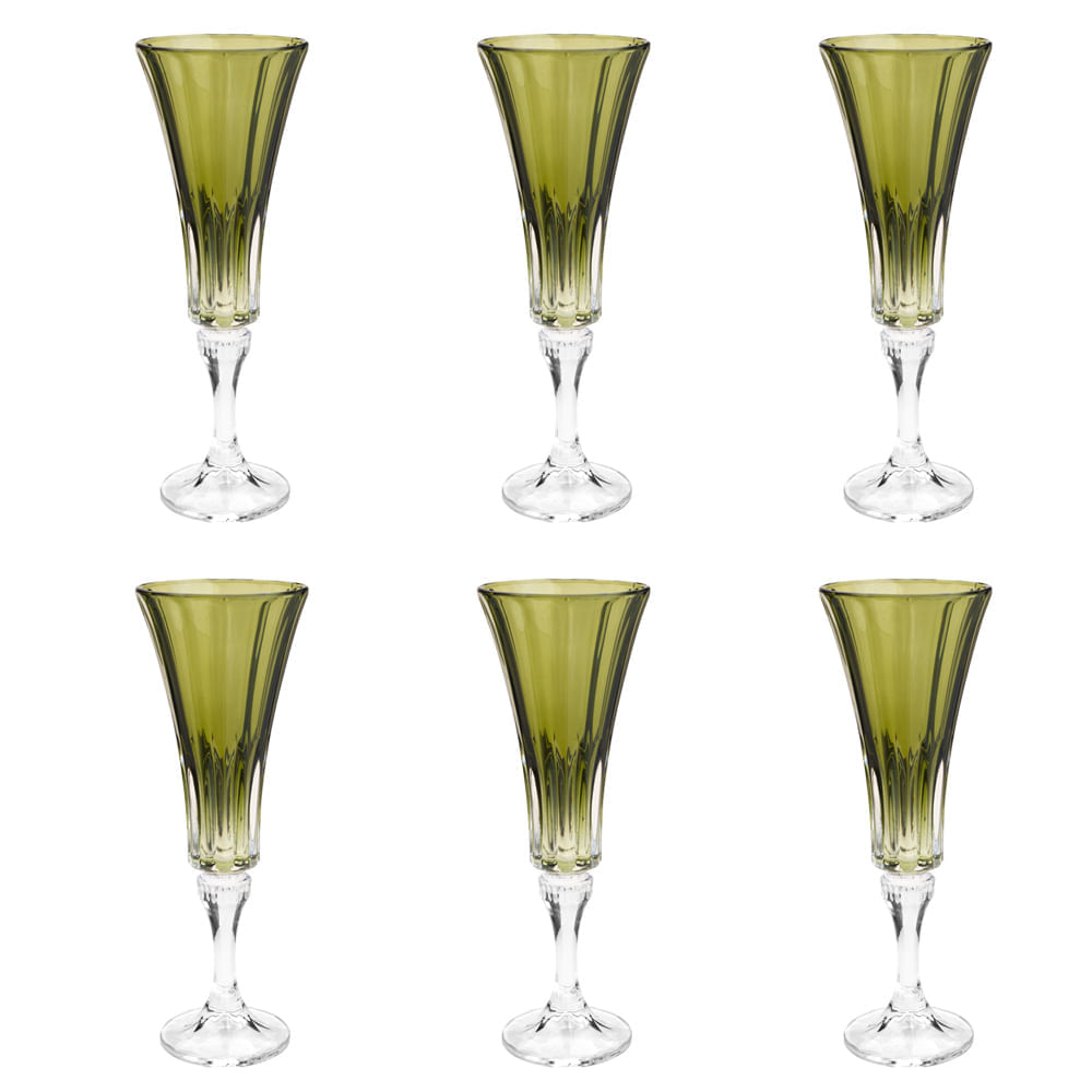 Jogo de taças champanhe em cristal Bohemia Wellington 6 peças 180ml kale