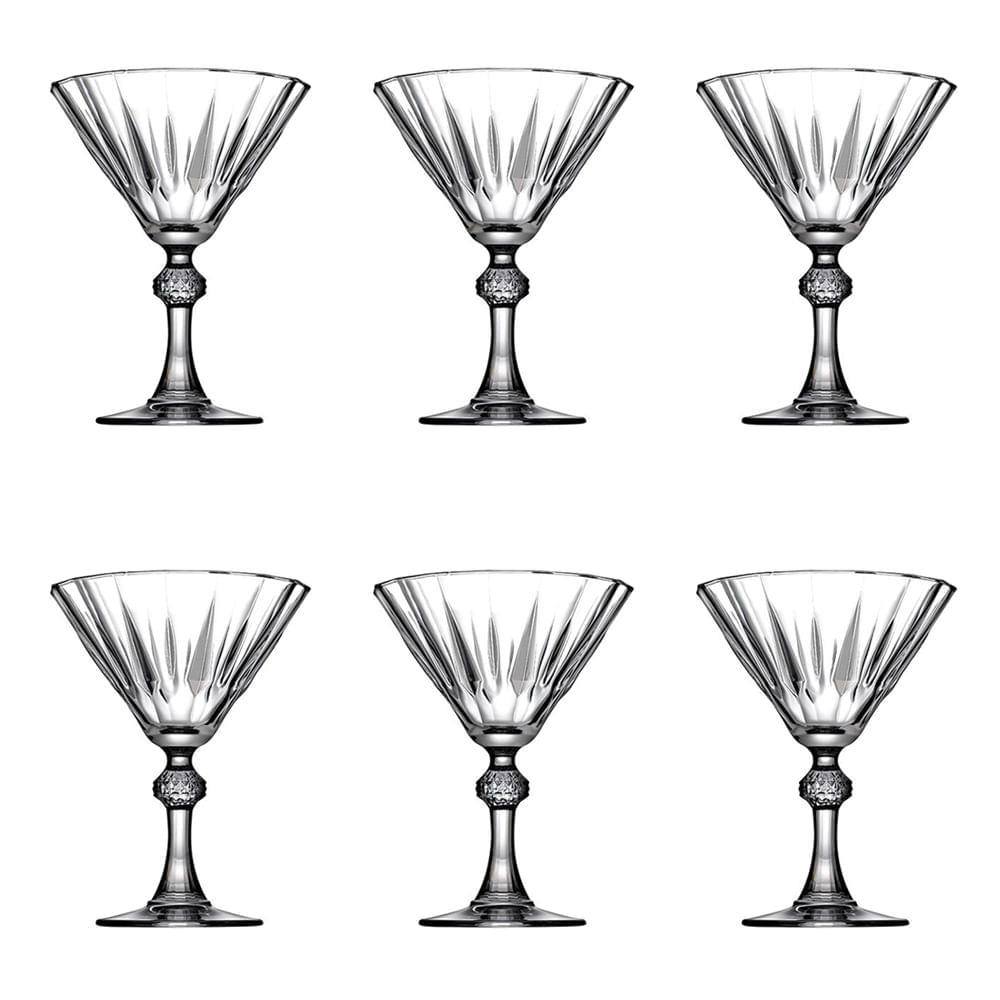 Jogo de taças lapidados em vidro para Martini Pasabahçe Diamond 6 peças 238ml