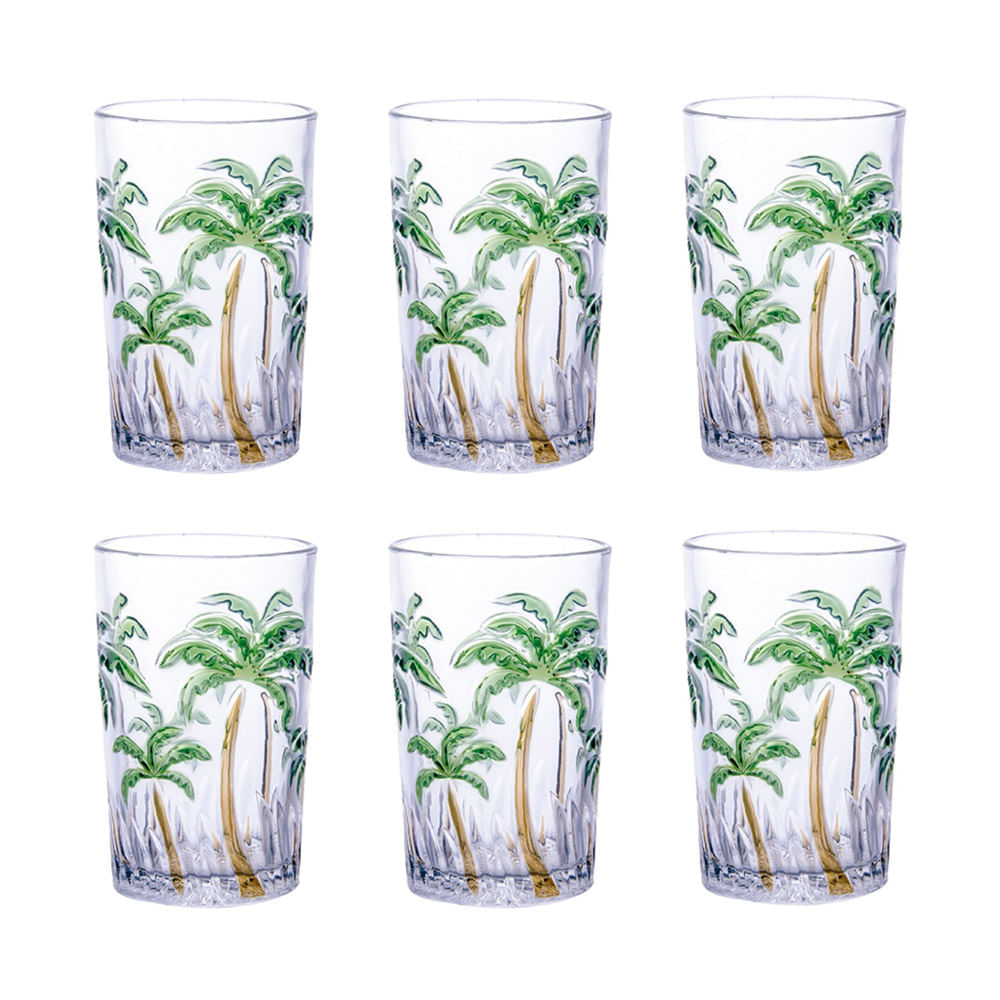 Jogo copos de água em vidro Class Home Palm Tree 350ml 6 peças