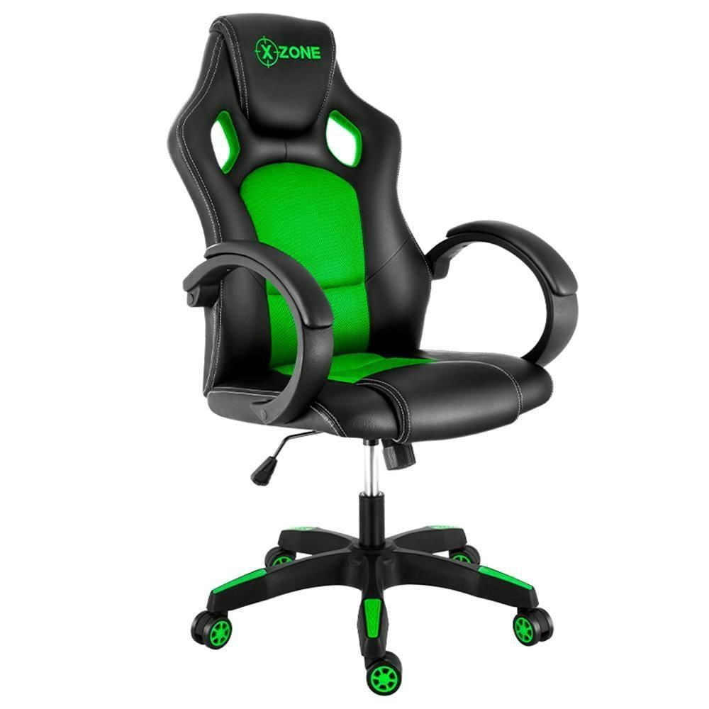 Cadeira Gamer Giratória Encosto Reclinado Preto e Verde