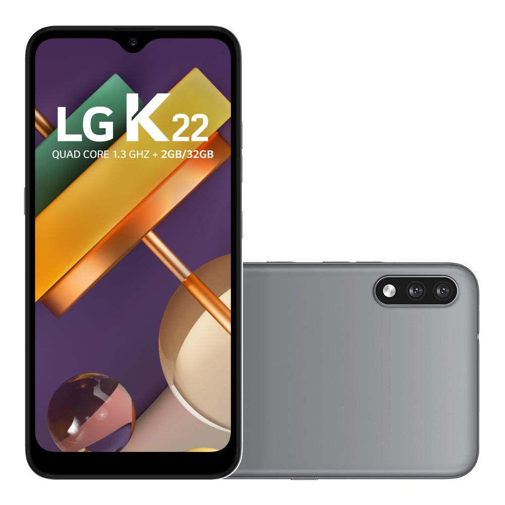 Smartphone LG K22 LMK200BMW 32GB Dual Chip Tela 6.2" 4G WiFi Câmera Dual 13MP+2MP Cinza