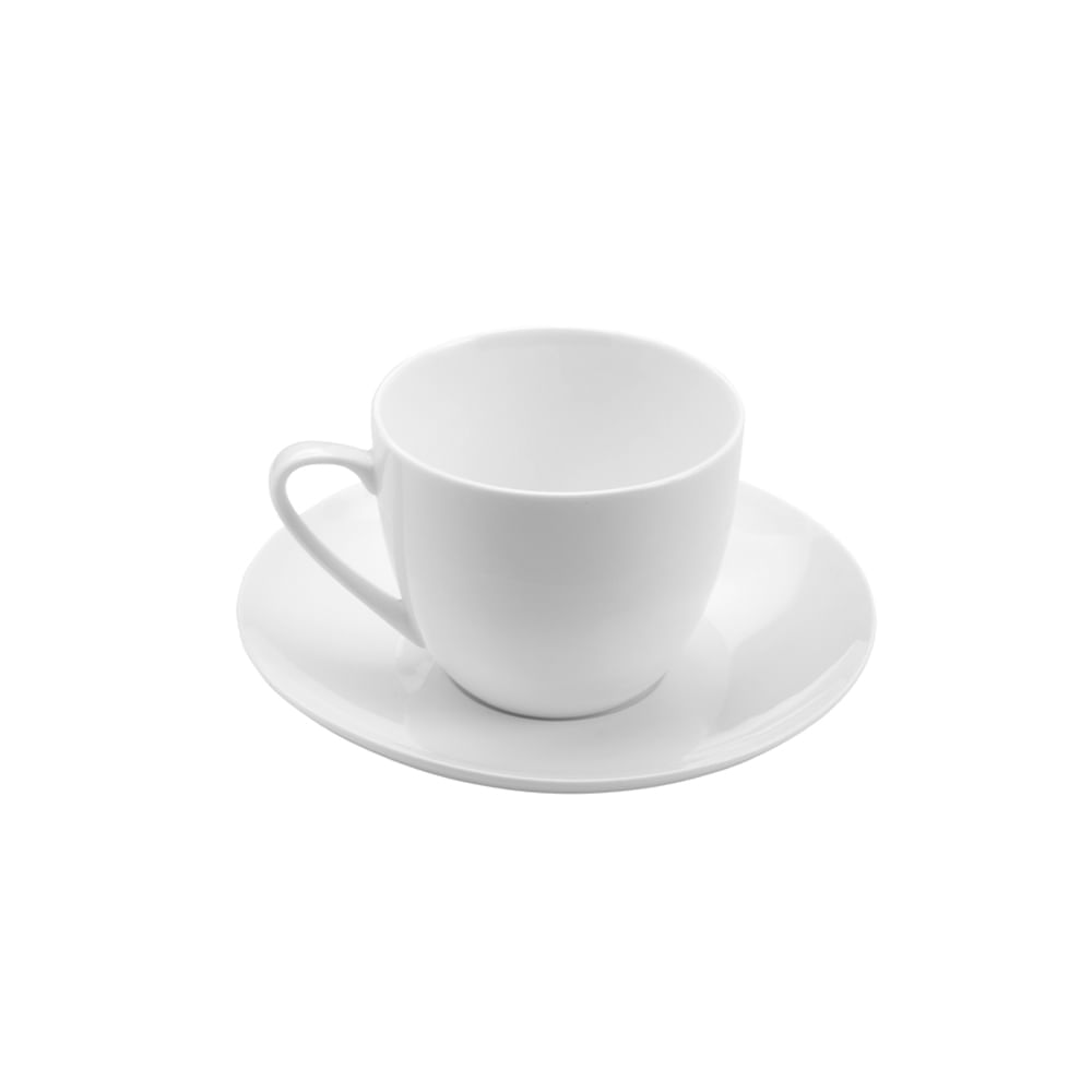 Xícara de chá com píres em porcelana Lyor Clean 220ml